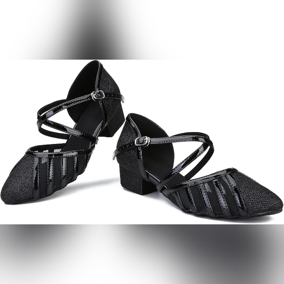 Amazon Low Heel Ballroom Dance Shoes Black Size 8 NWT - Picture 5 of 9